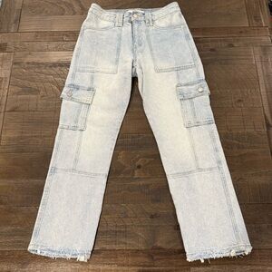 KanCan Blue Jeans Winston Felicity High Rise Slim Straight Cargo Pants Light